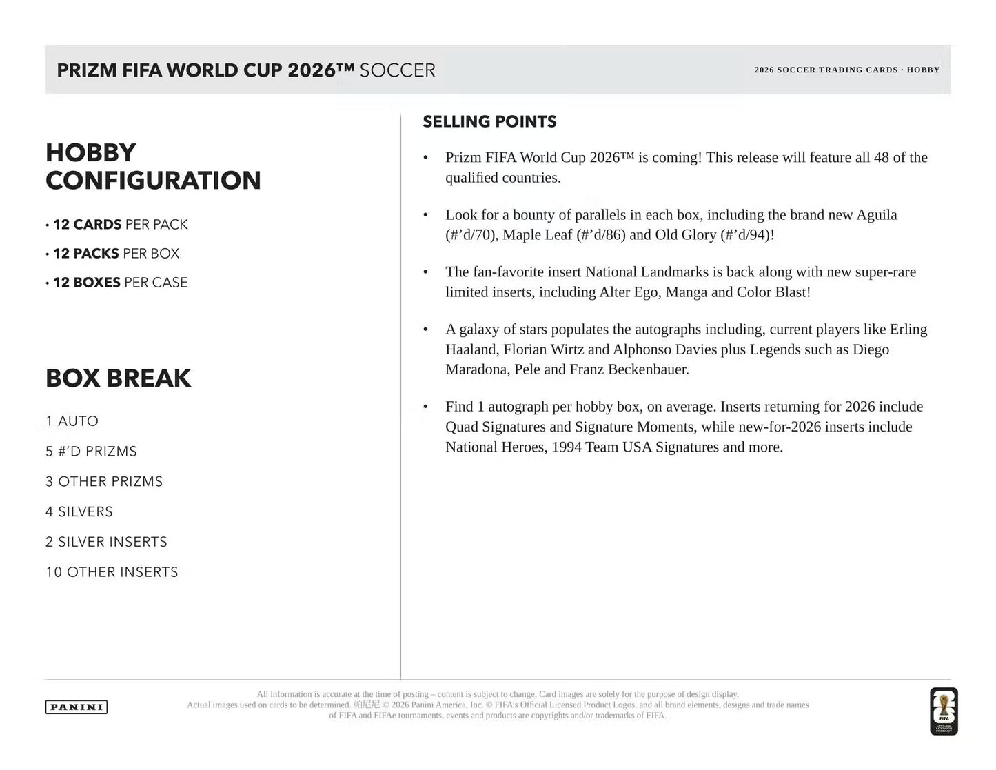 25-26 Prizm Road to World Cup Soccer Hobby