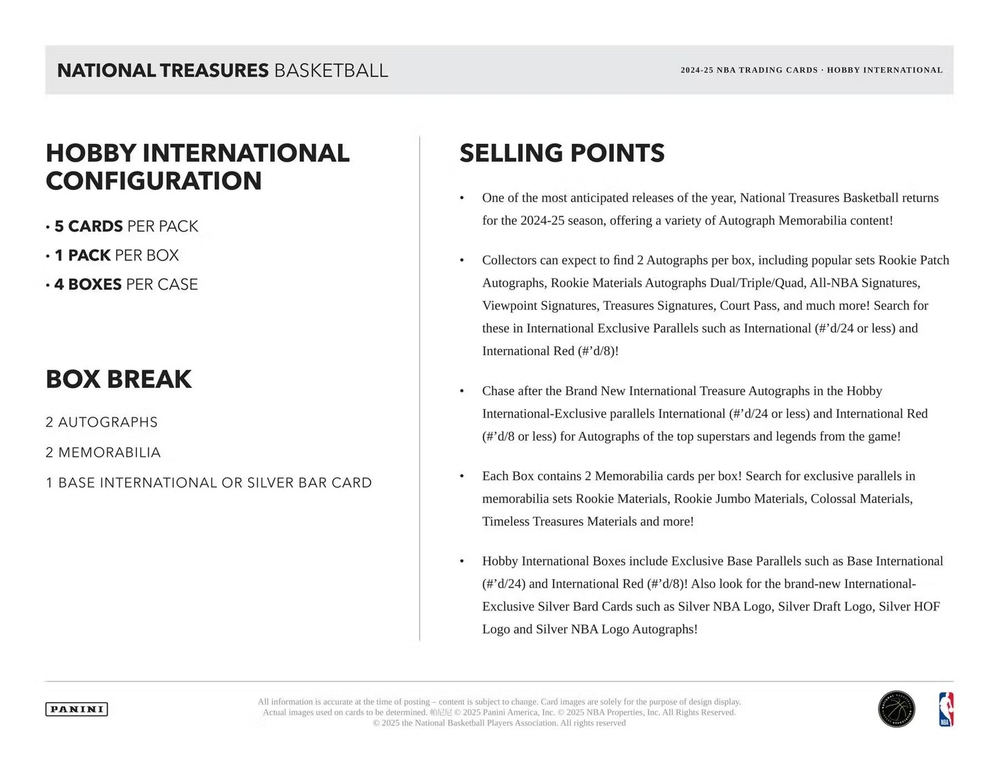 2024-25 National Treasures Basketball International Box
