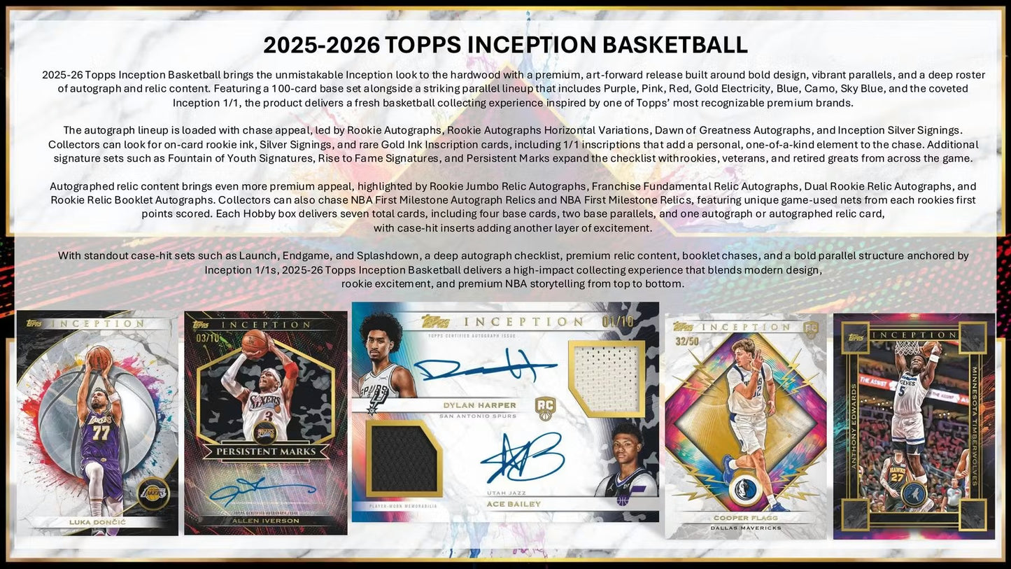 2025-26 Topps Inception Basketball Hobby Box