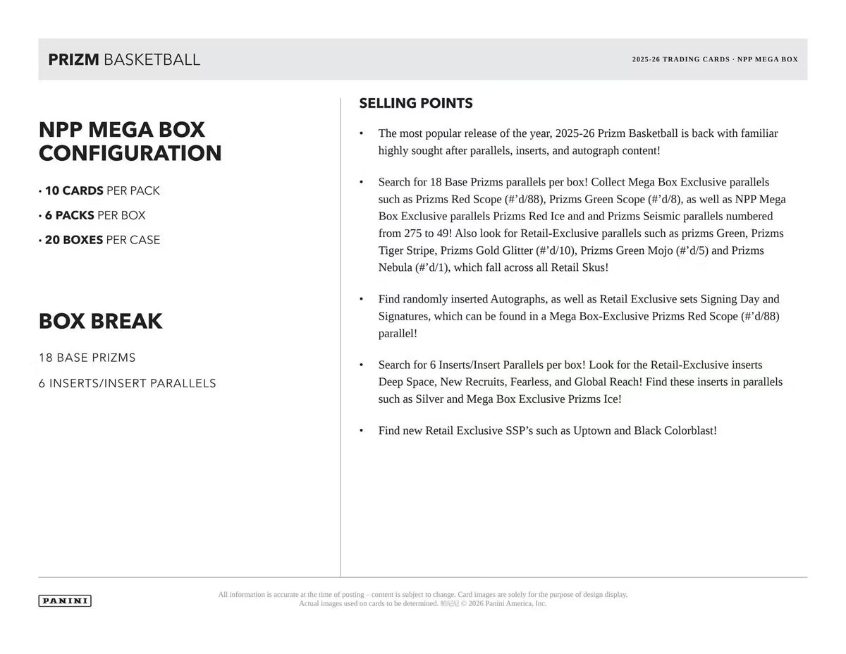 2025-26 Panini Prizm Basketball Mega Box