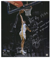 Klay Thompson Golden State Warriors Autographed & Inscribed 16" x 20" Klay Day Dunk vs. Cavaliers Spotlight Photo - Limited Edition #22/22
