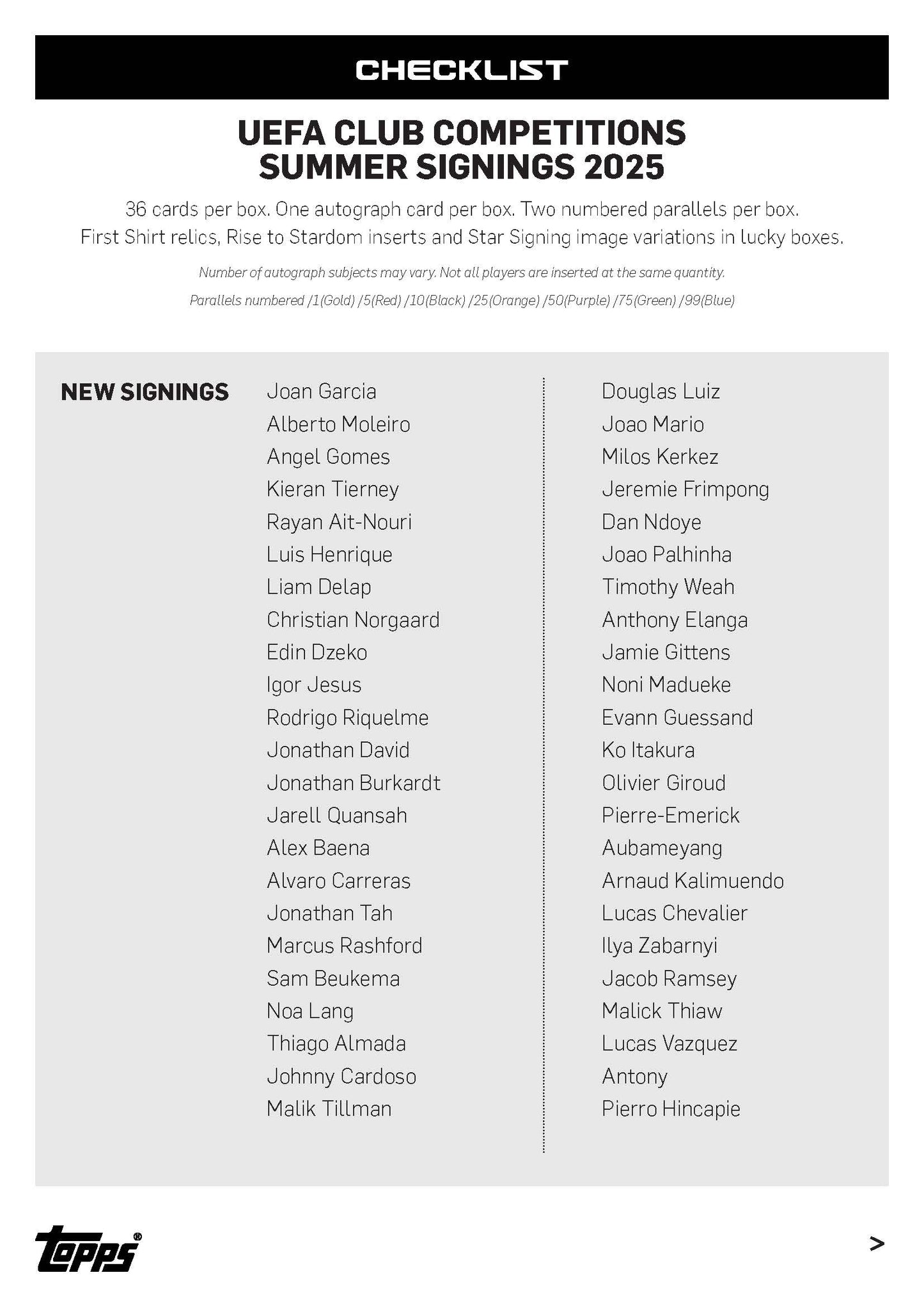 2025 Topps UCC Summer Signings Box