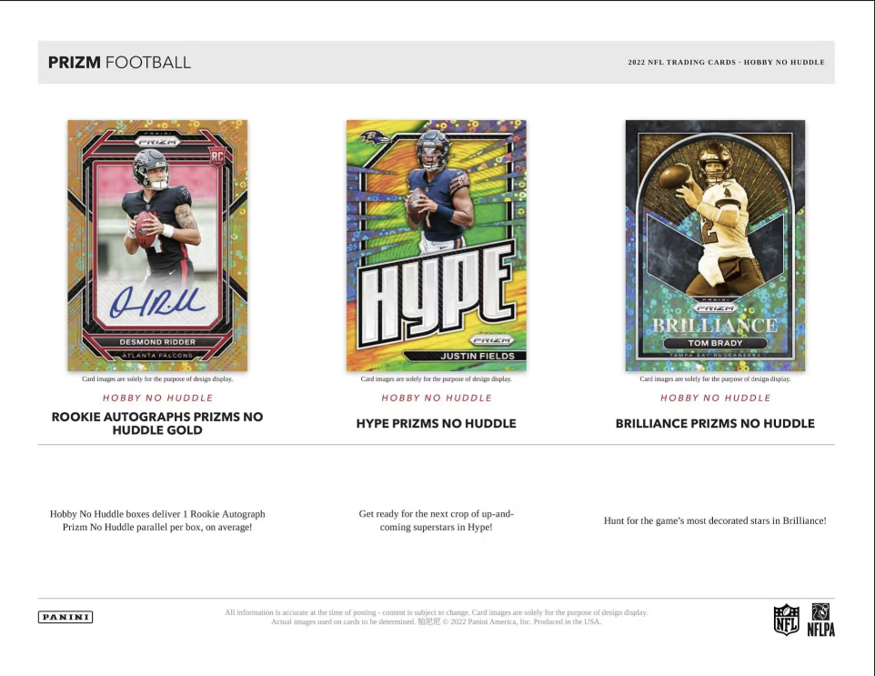 2022 Panini Prizm No Huddle Football